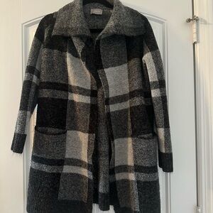 Cyrus Black & Gray Plaid Pea Coat open Sz S